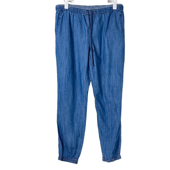 Life In Progress Blue Lyocell Blend Chambray Jogger Pants Pockets Womens Medium - Picture 1 of 7